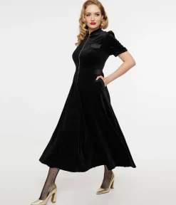 Audrey K Black Velvet Taboo Maxi Dress
