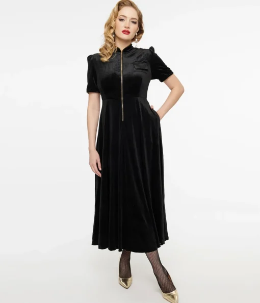 Audrey K Black Velvet Taboo Maxi Dress