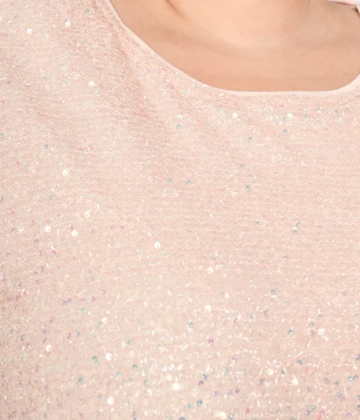 Baby Pink Sequin Asymmetrical Shift Dress