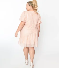 Baby Pink Sequin Asymmetrical Shift Dress