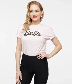Barbie x Unique Vintage Baby Pink Barbie Logo Unisex Graphic Tee