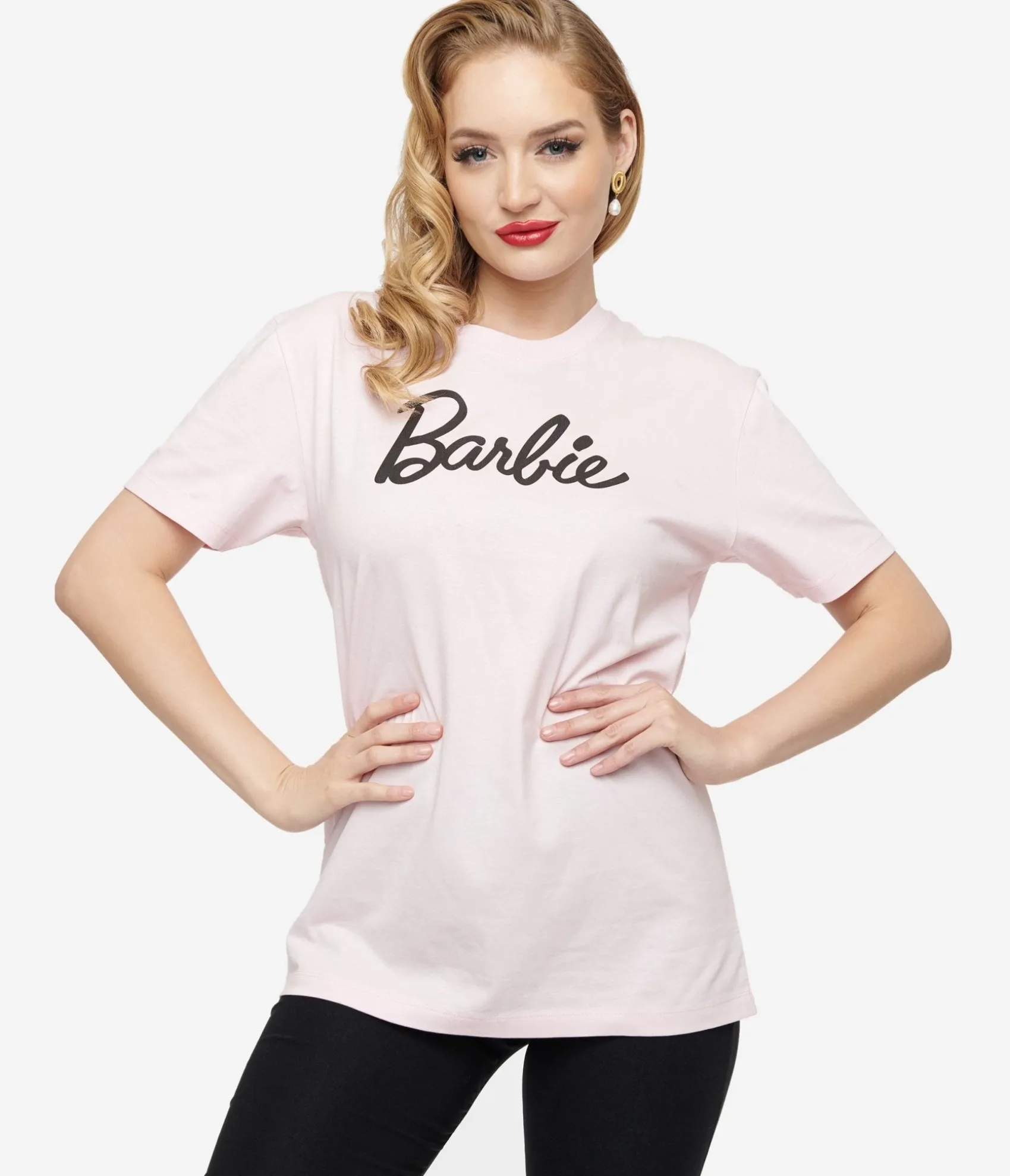 Barbie x Unique Vintage Baby Pink Barbie Logo Unisex Graphic Tee