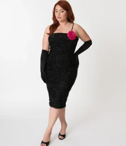 Barbie™ x Unique Vintage Black Solo In The Spotlight Strapless Wiggle Dress