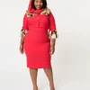 Barbie x Unique Vintage Plus Size Red Matinee Fashion Sheath Dress & Jacket