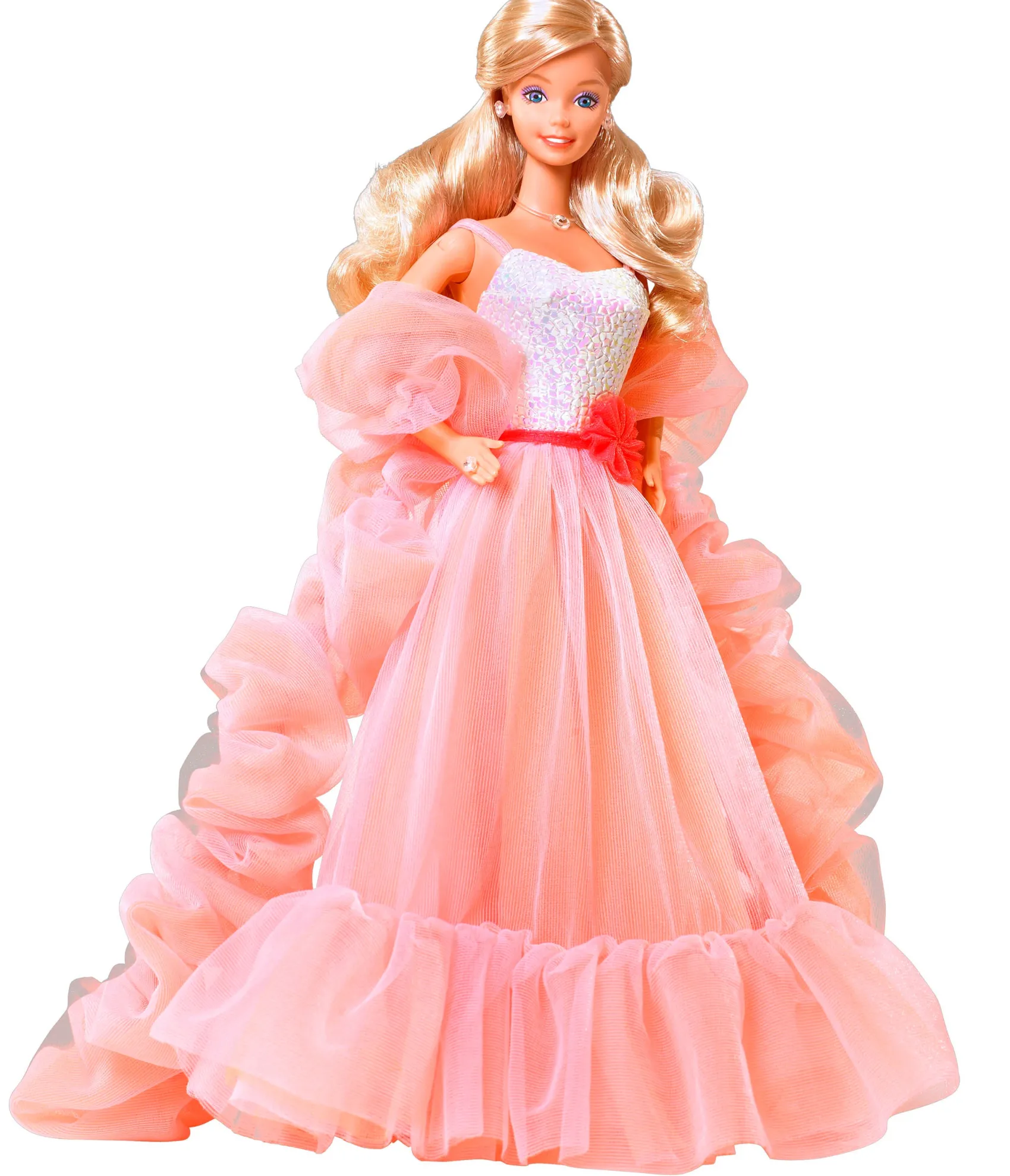 Barbie™ x Unique Vintage Peaches N Cream Chiffon Dress