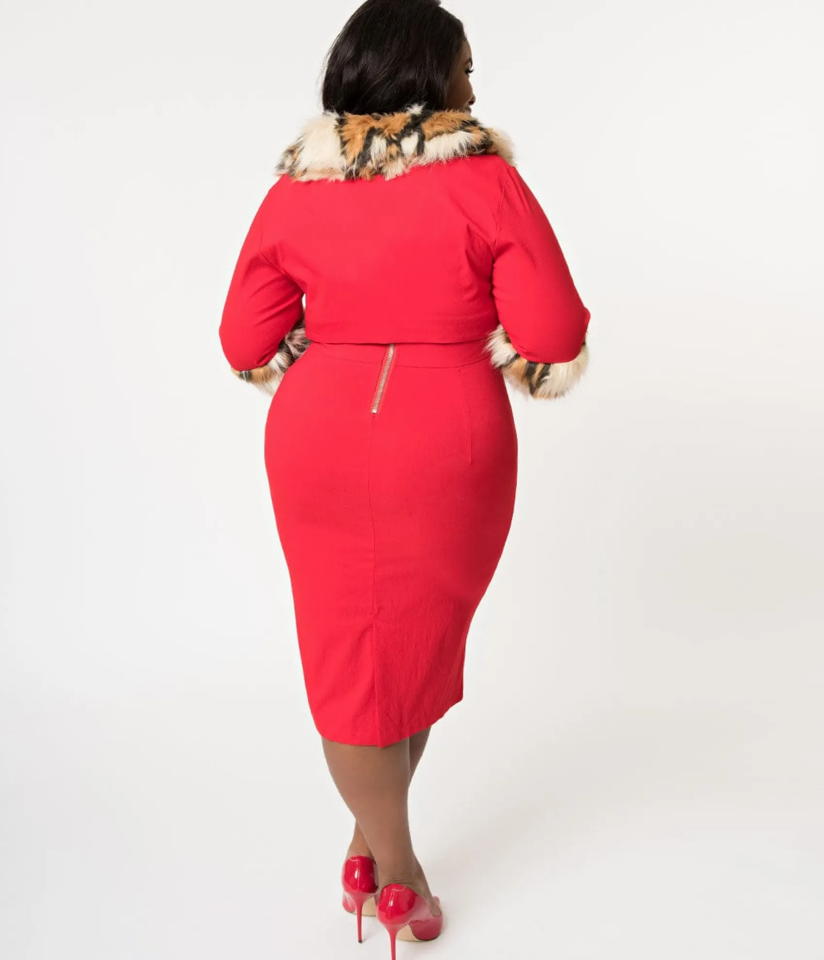 Barbie x Unique Vintage Plus Size Red Matinee Fashion Sheath Dress & Jacket