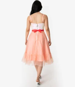 Barbie™ x Unique Vintage Peaches N Cream Chiffon Dress
