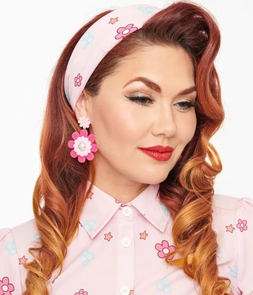 Barbie x Unique Vintage 1970s Pink Barbie Print Hair Scarf