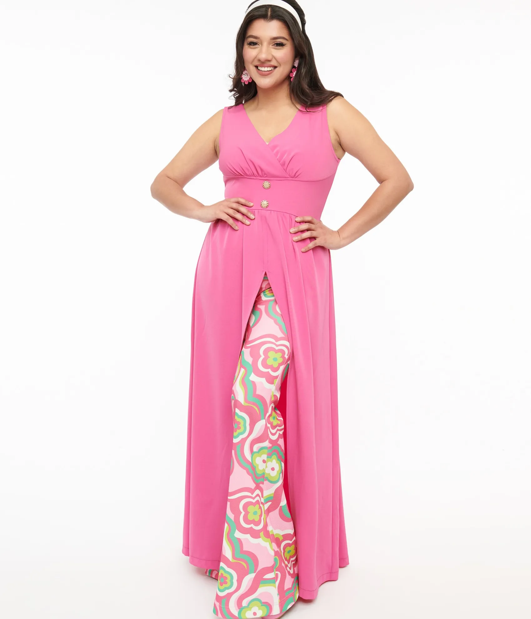 Barbie x Unique Vintage 1970s Pink Evening In House Coat