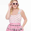 Barbie x Unique Vintage White & Pink Barbie Print Tank Top