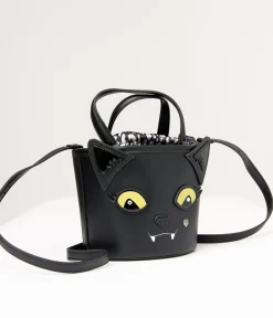 Betsey Johnson Black Gimmie Candy Cat Bucket Bag
