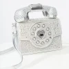 Betsey Johnson Silver Rhinestone Phone Handbag