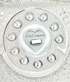 Betsey Johnson Silver Rhinestone Phone Handbag