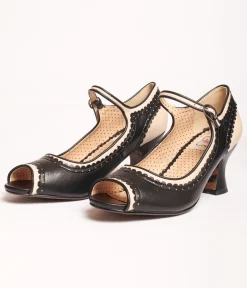 Bettie Page Black & Nude Peep Toe Lydia Heels