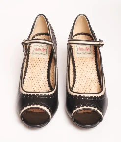 Bettie Page Black & Nude Peep Toe Lydia Heels