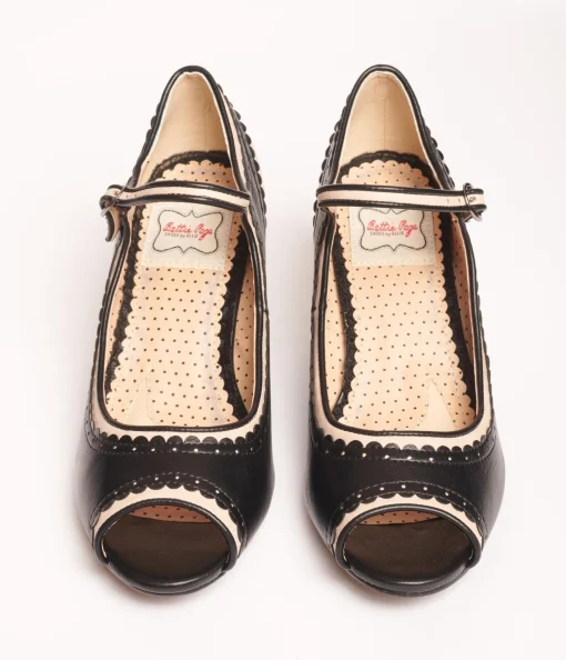 Bettie Page Black & Nude Peep Toe Lydia Heels
