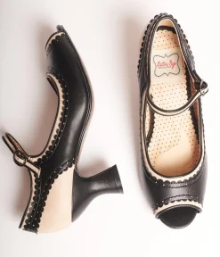 Bettie Page Black & Nude Peep Toe Lydia Heels