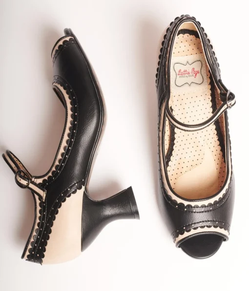 Bettie Page Black & Nude Peep Toe Lydia Heels