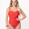 Bettie Page x Playful Promises Honey Red One Piece Swimsuit