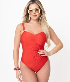 Bettie Page x Playful Promises Honey Red One Piece Swimsuit