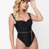 Black & Gold Chain Resort One Piece Swimsuit