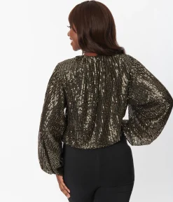 Black & Gold Sequin Shimmer Blouse