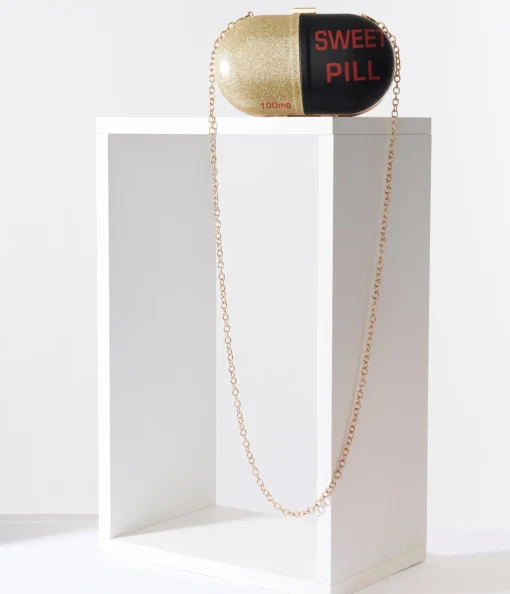 Black & Gold Sweet Pill Handbag