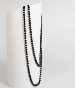 Black 60" Long Pearl Necklace