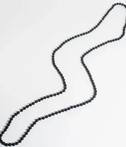 Black 60" Long Pearl Necklace