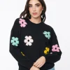 Black & Multicolor Floral Knit Sweater