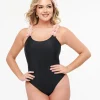 Black & Pink Flower One Piece Swimsuit