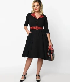Black & Red Leopard Accent Lynette Swing Dress