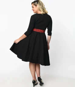 Black & Red Leopard Accent Lynette Swing Dress