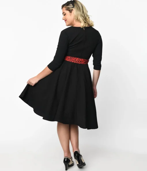 Black & Red Leopard Accent Lynette Swing Dress