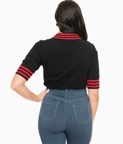 Black & Red Striped Collar Knit Sweater