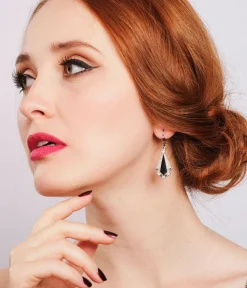 Black & Silver Rhinestone Deco Earrings