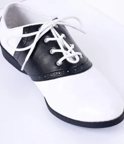 Black & White Classic Lace Up Saddle Shoes