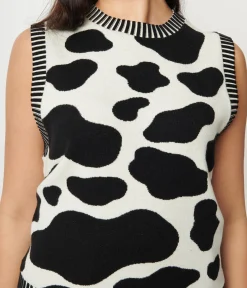 Black & White Cow Print Sweater Vest