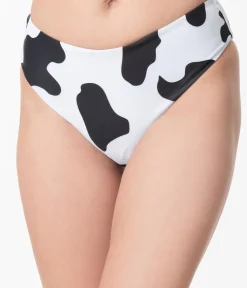 Black & White Cow Print Two Piece Swimsuit