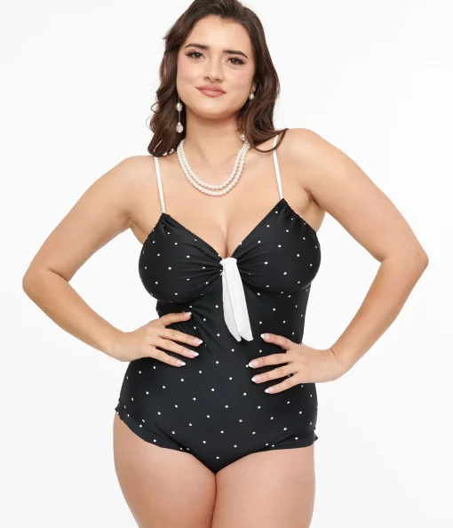 Black & White Dot One Piece Swimsuit