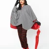 Black & White Houndstooth Hooded Cape Coat