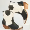 Black & White Leatherette Cowboy Boots