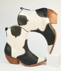 Black & White Leatherette Cowboy Boots