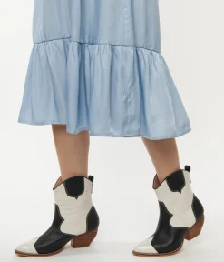 Black & White Leatherette Cowboy Boots