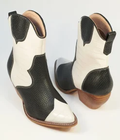Black & White Leatherette Cowboy Boots