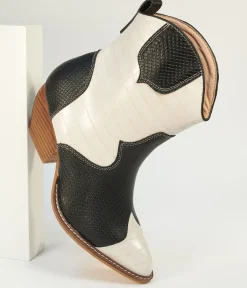 Black & White Leatherette Cowboy Boots