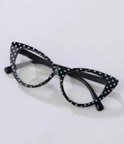 Black & White Polka Dot Cat Eye Glasses