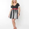 Black & White Polka Dot Godet Dress