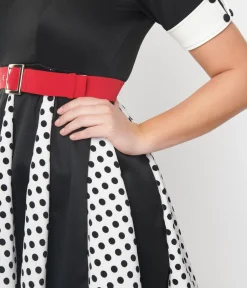 Black & White Polka Dot Godet Dress