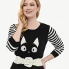 Black & White Stripe Knit Kitty Sweater